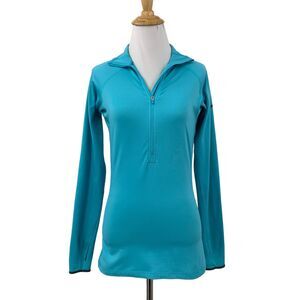 Nike Pro Shirt Womens S Small Blue Hyperwarm Thermal Thumbholes Sweatshirt